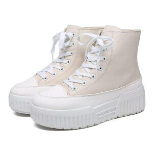 NEW Cheermore Womens Platform High Top Sneakers Beige Size 8